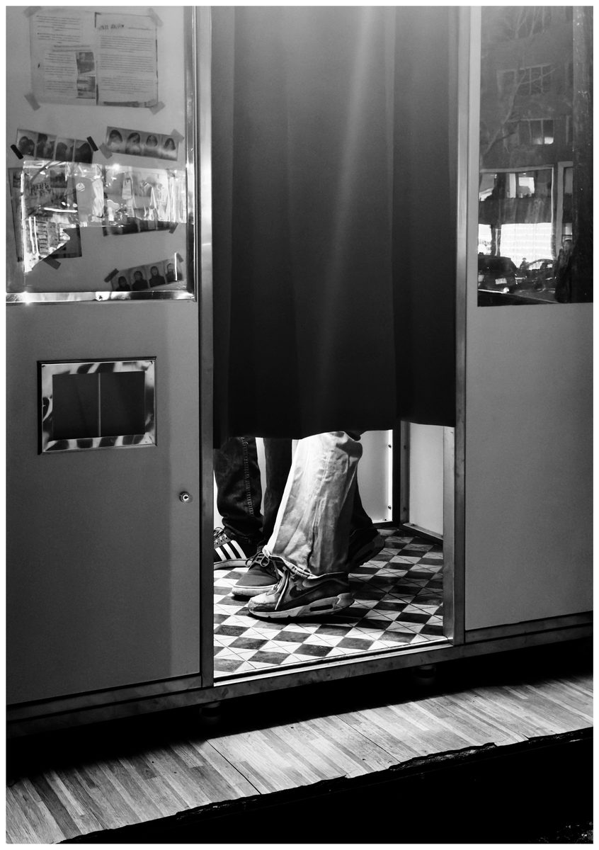 Vintage photobooth in use at a venue