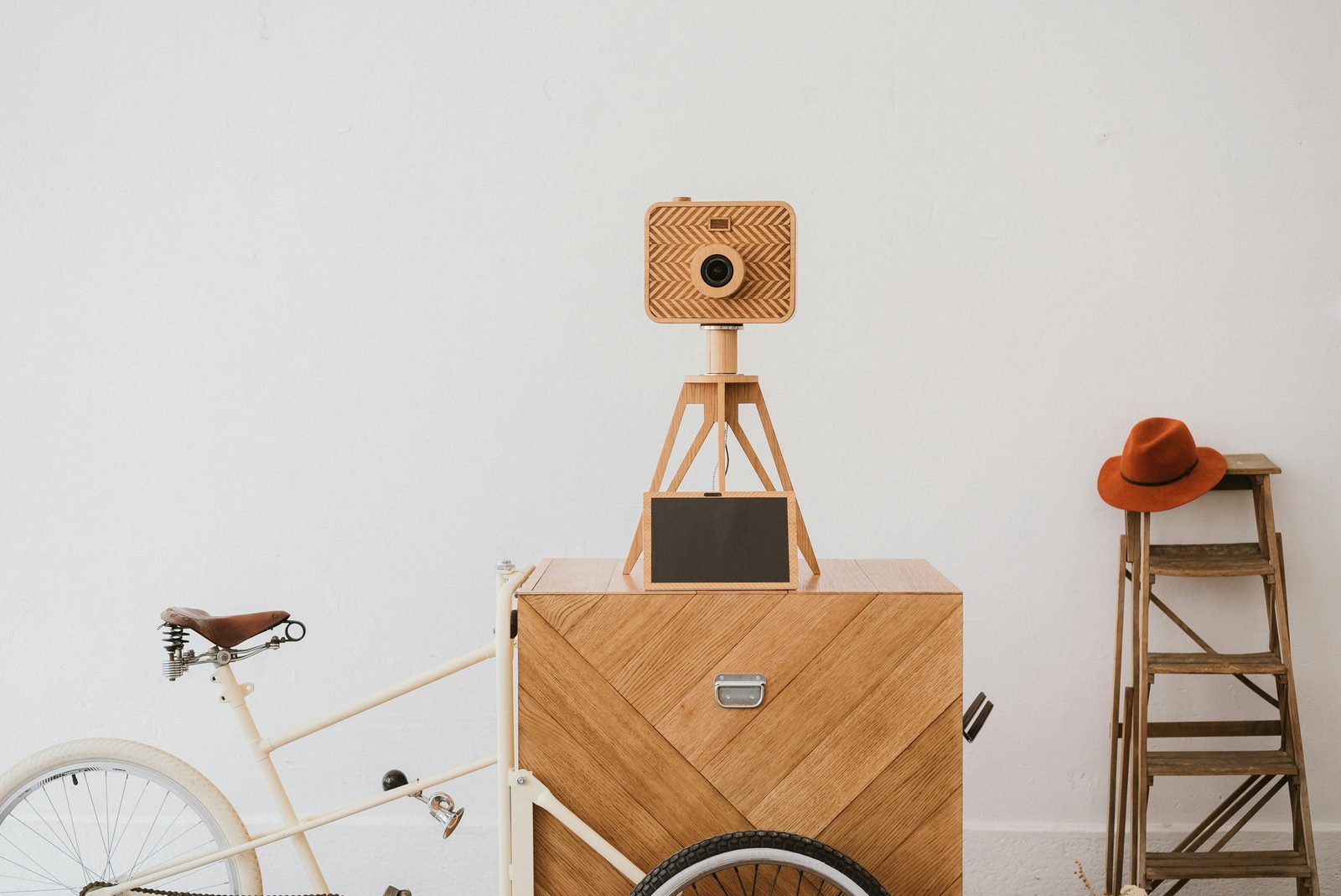 Handcrafted wooden photobooth with props
